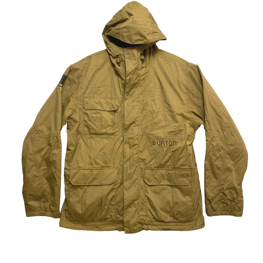 Burton Snowboard Jacket Mens Large Brown Mustard Dry Ride Hooded RN87380
